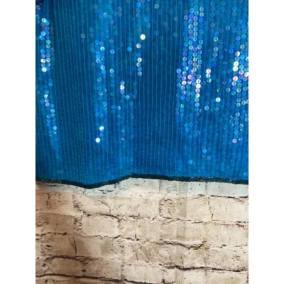 Vintage Saks Fifth Avenue Top Women Large Natural Silk All Over Sequin & Beading - Picture 6 of 12